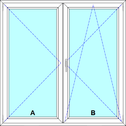 Schița șablonului Fereastra 2 canate oscilo-batante (dreapta)